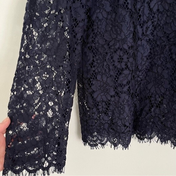 J. Crew Navy Long Sleeve Lace Top with Removable Tank Lining, Size 4 NWOT - Picture 3 of 13